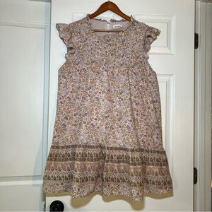 Aura Multi Color Floral Tiered Ruffled Babydoll Dress Smocked